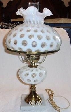 Fenton Art Glass French Opalescent Coin Dot Parlor Boudoir Lamp
