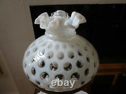 Fenton Art Glass French Opalescent Coin Dot Table Parlor Lamp 21 H Vintage