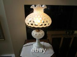 Fenton Art Glass French Opalescent Coin Dot Table Parlor Lamp 21 H Vintage