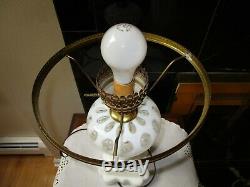 Fenton Art Glass French Opalescent Coin Dot Table Parlor Lamp 21 H Vintage