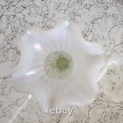 Fenton Art Glass French Opalescent Painted Vase Signed Susan K Fenton with Sticker