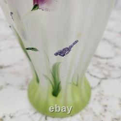 Fenton Art Glass French Opalescent Painted Vase Signed Susan K Fenton with Sticker