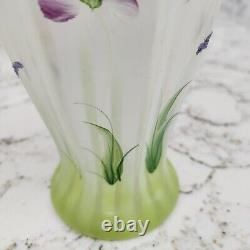 Fenton Art Glass French Opalescent Painted Vase Signed Susan K Fenton with Sticker