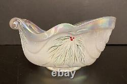 Fenton Art Glass French Opalescent Woodland Frost Hand Painted Iridescent Sleigh
