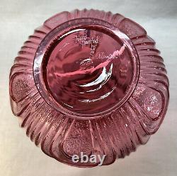 Fenton Art Glass Hand Painted Cranberry Opalescent Drapery Vase QVC 1994