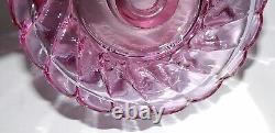 Fenton Art Glass Hand Painted Meadow Beauty Pink Crest Opalescent Hurricane Lamp
