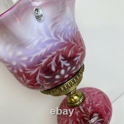 Fenton Art Glass L. G. Wright Cranberry Opalescent Daisy & Fern Lamp
