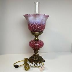 Fenton Art Glass L. G. Wright Cranberry Opalescent Daisy & Fern Lamp