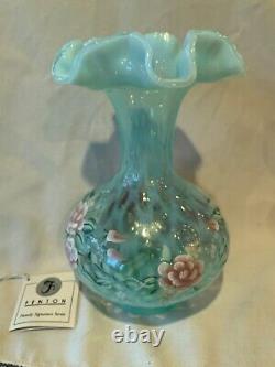 Fenton Art Glass Messenger Family Signature Series 1996 Blush Rose Vase