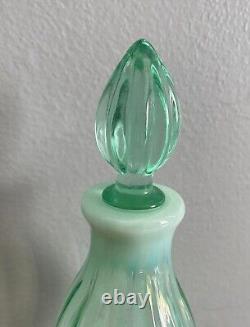 Fenton Art Glass New World Sea Mist Green Opalescent Wine Bottle Decanter