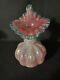 Fenton Art Glass Opalescent/iridescent Ruffled Melon Beaded Pulled Vase 7 -1988
