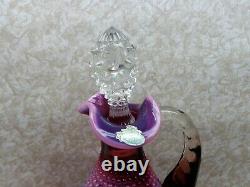 Fenton Art Glass PLUM OPALESCENT Hobnail Decanter 6 Goblets Cordial Set OG Label