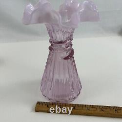 Fenton Art Glass Pink Opalescent Wheat Vase 7