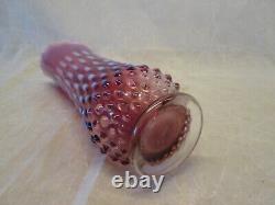 Fenton Art Glass Plum Purple Cranberry Opalescent HOBNAIL 10.25 Swung Vase