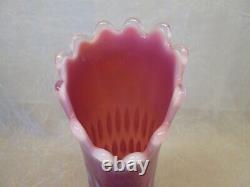 Fenton Art Glass Plum Purple Cranberry Opalescent HOBNAIL 10.25 Swung Vase