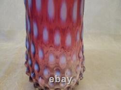 Fenton Art Glass Plum Purple Cranberry Opalescent HOBNAIL 10.25 Swung Vase