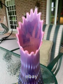Fenton Art Glass Plum Purple Cranberry Opalescent HOBNAIL 15 1/8 Swung Vase