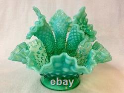 Fenton Art Glass Stunning Emerald Green Opalescent Epergne Remarkable Glows