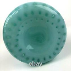 Fenton Art Glass Vase Jack In The Pulpit Vintage Aqua Opalescent Coin Dot 11 in