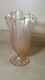 Fenton Art Glass Vase Pink Opalescent Handkerchief Ruffled Swung 9.75 Tall