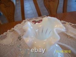 Fenton Art Glass Vtg French White Opalescent Coin Pattern Ruffled Pitcher