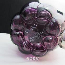 Fenton Aubergine Diamond Optic Vintage Hand Painted Melon Vase LE 1993 W129