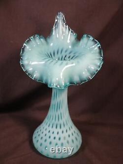 Fenton Beautiful Rare Jack In The Pulpit Vase Aqua Opalescent Coindot 10.75