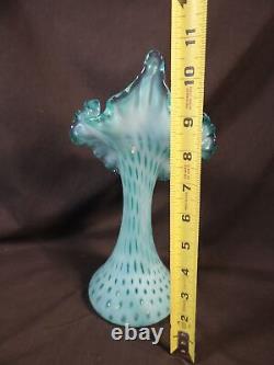 Fenton Beautiful Rare Jack In The Pulpit Vase Aqua Opalescent Coindot 10.75