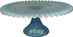 Fenton Blue Opalescent Hobnail Cake Stand