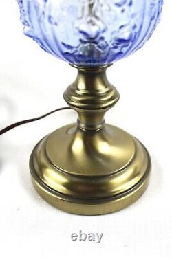 Fenton Blue Opalescent Rose Lamp 22 1/2 Tall