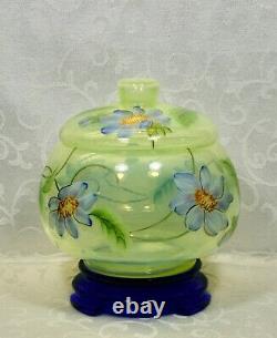 Fenton, Candy Box with Base, Topaz Opalescent & Cobalt Blue Glass, Limited Ed