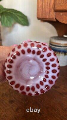 Fenton Cranberry Art Glass Vase-opalescent Jack In The Pulpit Ruffled Crimped