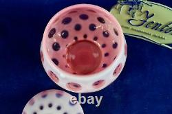 Fenton Cranberry Coin Dot Opalescent #1522 Covered Candy Jar/Dish 1947-51