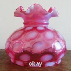 Fenton Cranberry Opalescent Coin Spot, Marble Base, Lamp