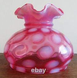 Fenton Cranberry Opalescent Coin Spot, Marble Base, Lamp