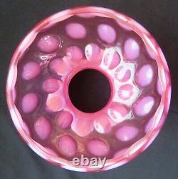 Fenton Cranberry Opalescent Coin Spot, Marble Base, Lamp
