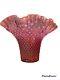 Fenton Cranberry Opalescent Hobnail Large Vase Vintage Glass C. 1950's 8 Tall