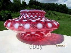 Fenton Cranberry Opalescent Polka Dot Vase 7W x 4H 1950's Mint