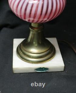 Fenton Cranberry Opalescent Spiral Swirl Lamp Labels 1