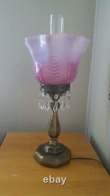 Fenton Cranberry Opalescent Swirl Lamp