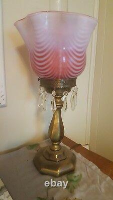 Fenton Cranberry Opalescent Swirl Lamp