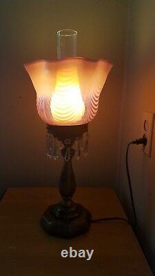 Fenton Cranberry Opalescent Swirl Lamp