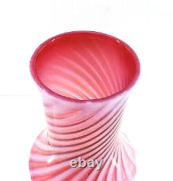 Fenton Cranberry Opalescent Swirl Stripe Large 10 Vintage Vase db