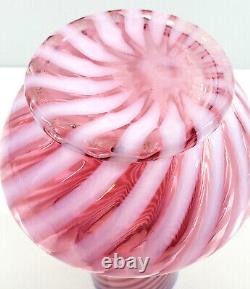 Fenton Cranberry Opalescent Swirl Stripe Large 10 Vintage Vase db