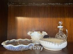 Fenton Daisy And Fern, Silver Crest, And Hobnail Opalescent Lot 5 Pieces