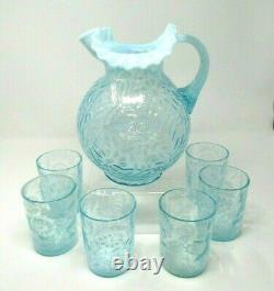 Fenton Daisy Fern Water Set 6 Tumblers, Opalescent