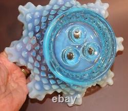 Fenton Epergne Blue Opalescent Hobnail Pristine