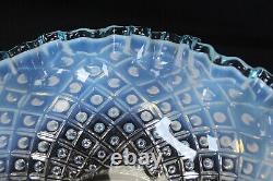 Fenton Epergne Opalescent Aqua Crest Diamond Lace 11.5 W x 12 H 3-HORN