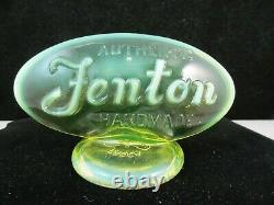 Fenton Factory Oval Vaseline Opalescent Logo Sign Fagca 1980 Yellow Glows