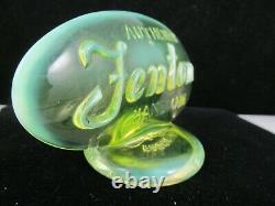 Fenton Factory Oval Vaseline Opalescent Logo Sign Fagca 1980 Yellow Glows